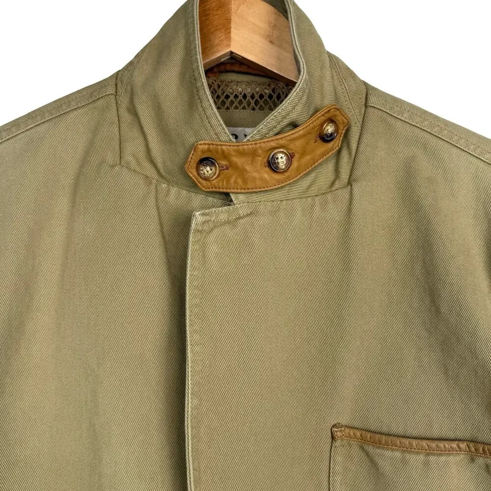 ORVIS Jacket Mens 42T Tan‎ Blazer Cotton Leather Trim Elbow Patch Safari Fishing